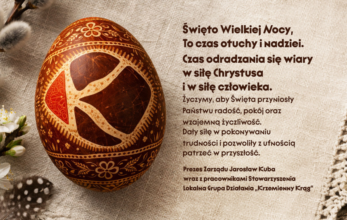 Kartka z życzeniami wielkanocnymi.